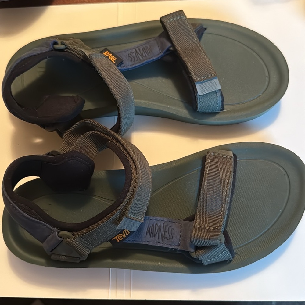 Teva Blue and Green Madness Adventure Sandals with Velcro Straps